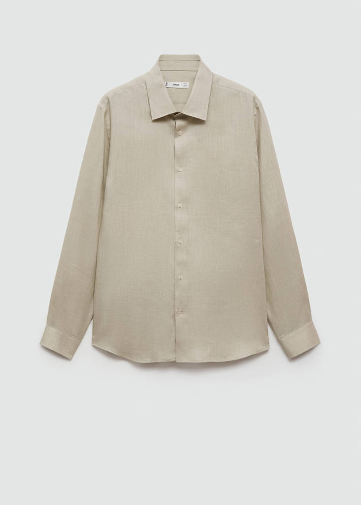 Regular-fit 100% linen shirt — Aqua Green