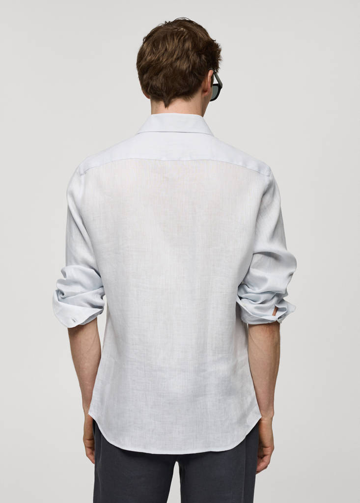 Regular-fit 100% linen shirt — Sky Blue