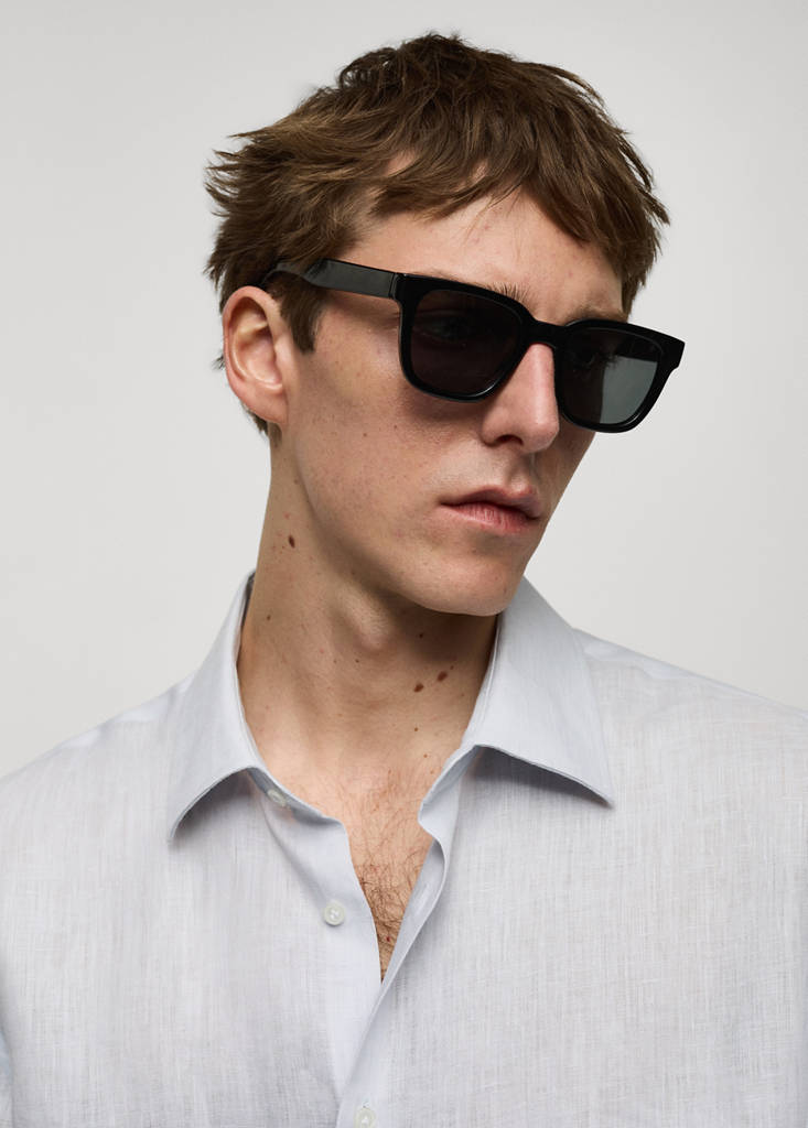 Regular-fit 100% linen shirt — Sky Blue