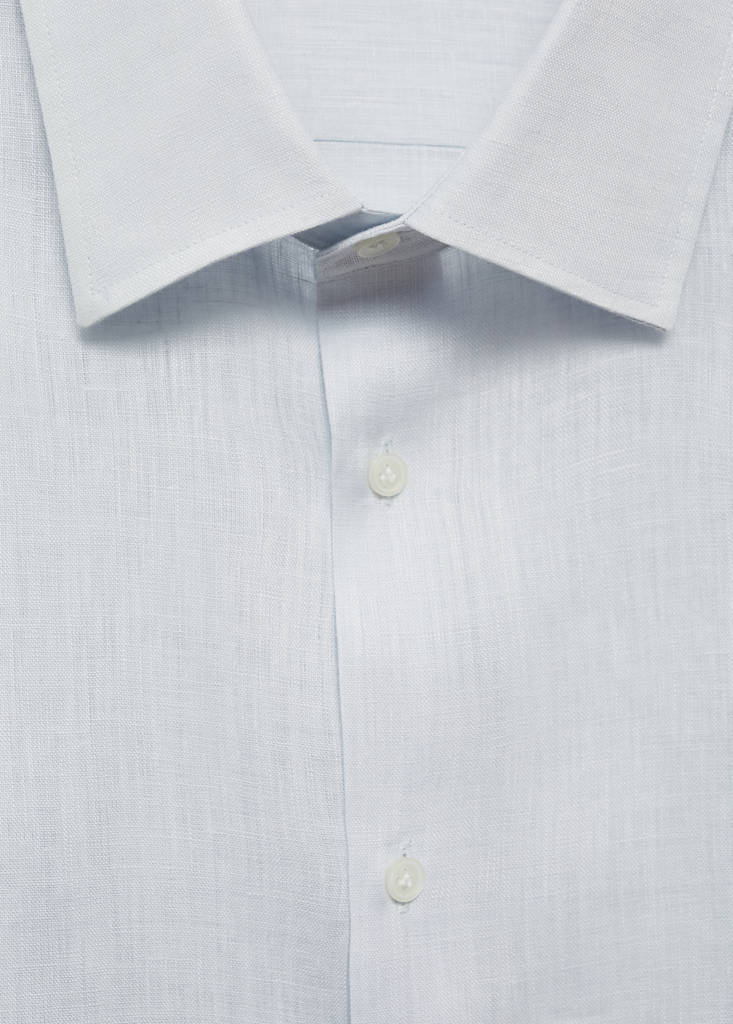 Regular-fit 100% linen shirt — Sky Blue