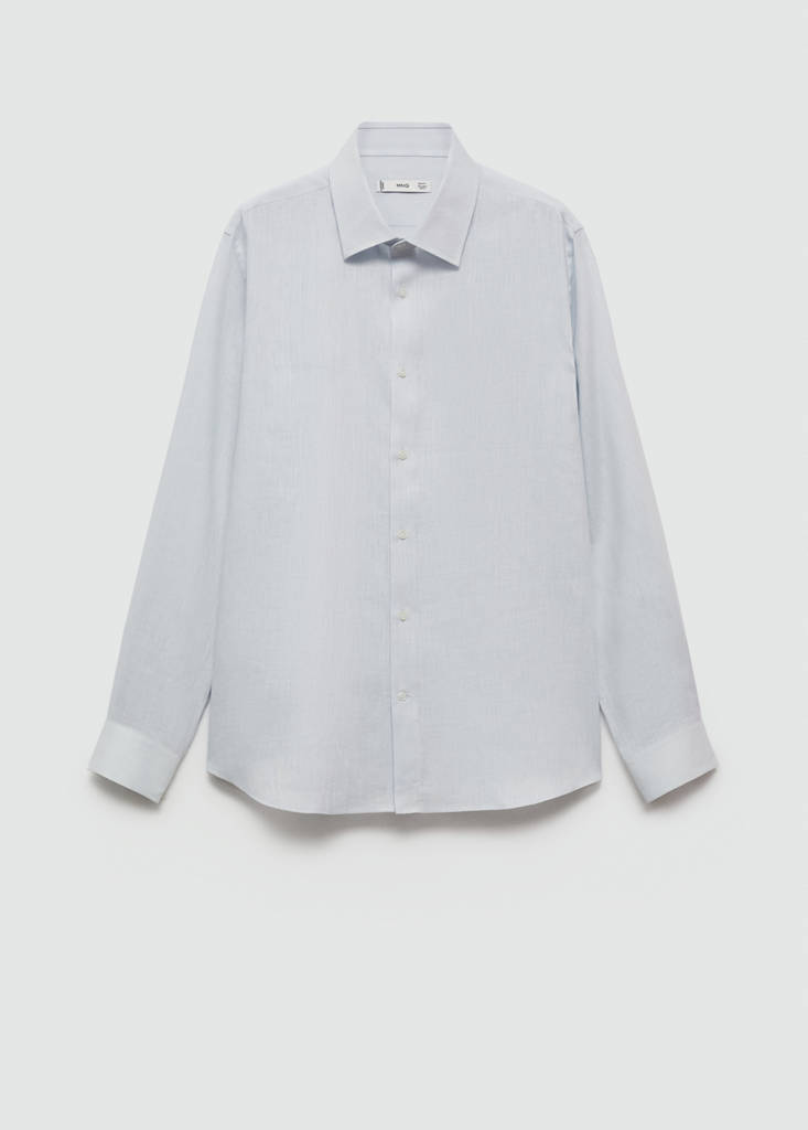 Regular-fit 100% linen shirt — Sky Blue
