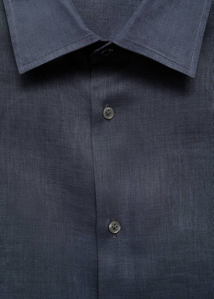 Regular-fit 100% linen shirt — Night Blue
