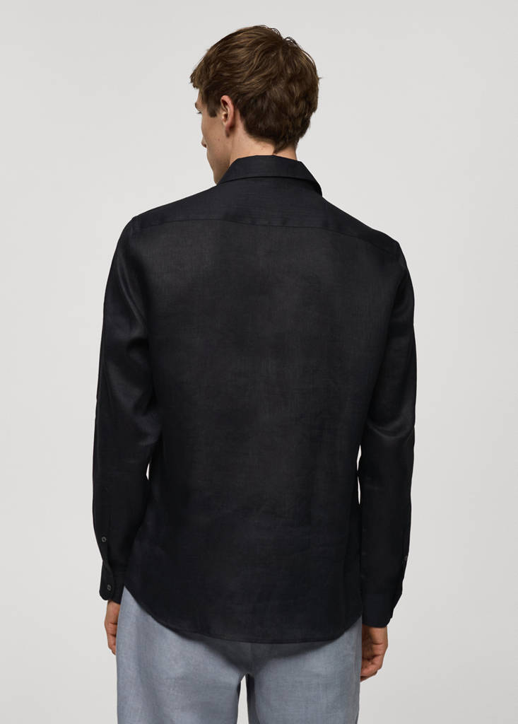 Regular-fit 100% linen shirt — Charcoal