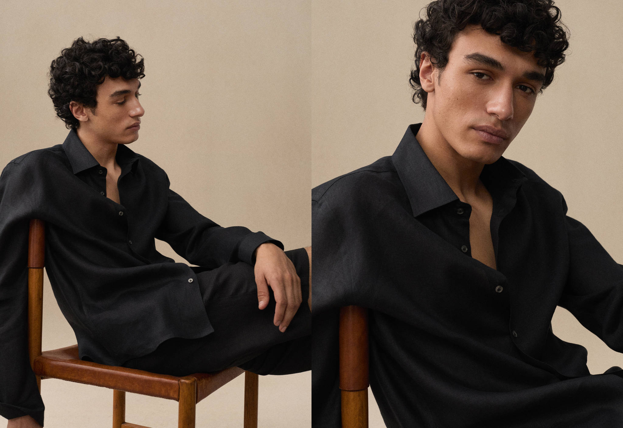 Chemise regular fit 100 % lin - Plan panoramique