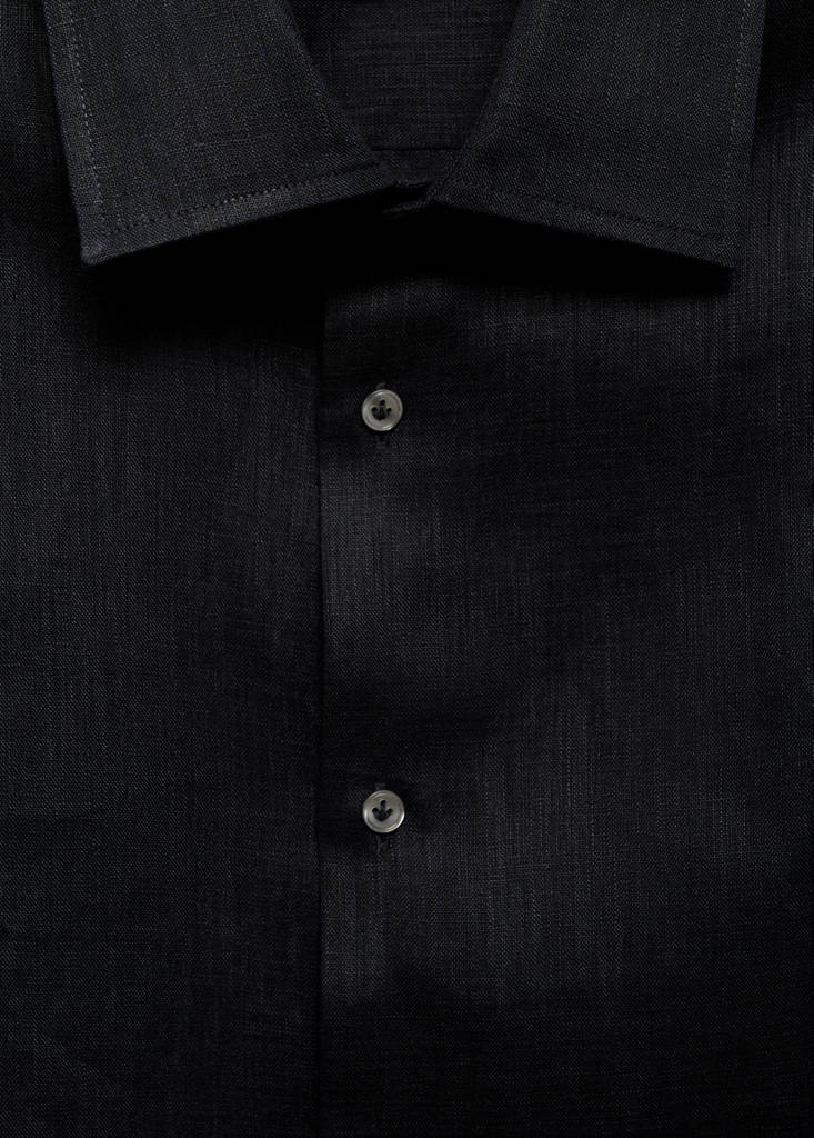 Regular-fit 100% linen shirt — Charcoal