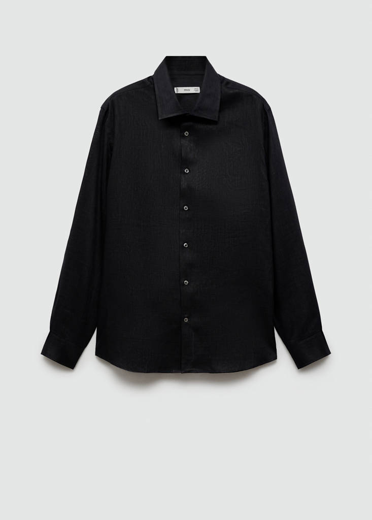 Regular-fit 100% linen shirt — Charcoal