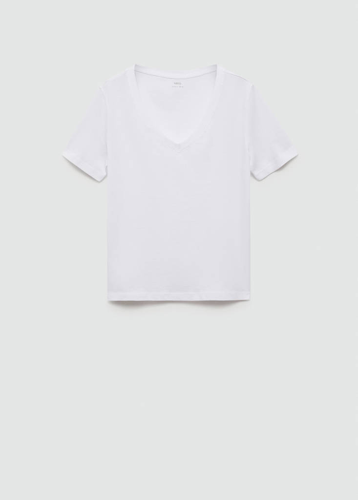 V-neck cotton T-shirt — White