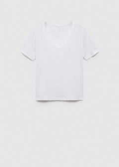 V-neck cotton T-shirt — White 8