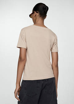 V-neck cotton T-shirt — Sand 3