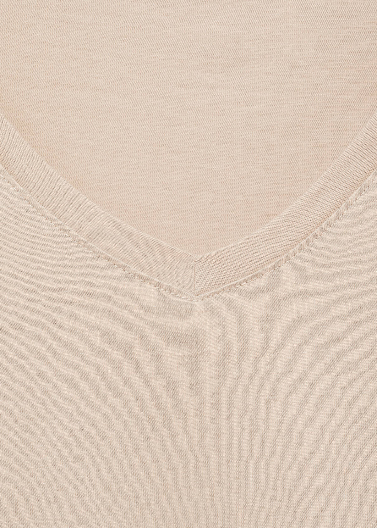 V-neck cotton T-shirt — Sand