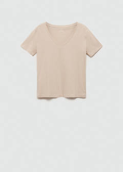 V-neck cotton T-shirt — Sand 8