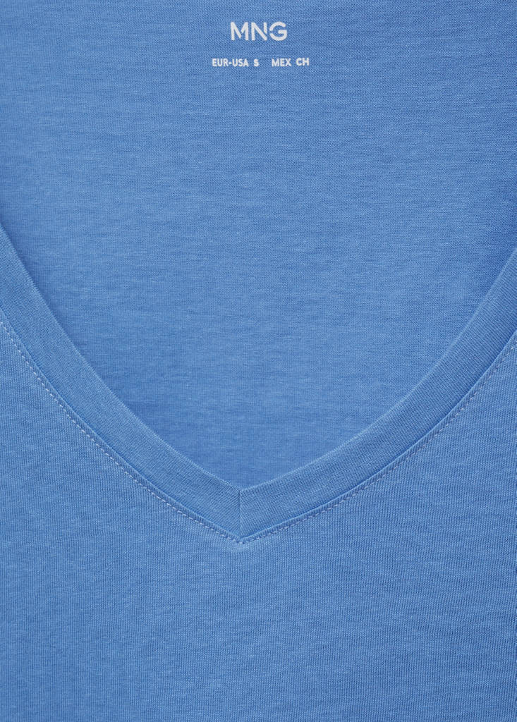 V-neck cotton T-shirt — Blue