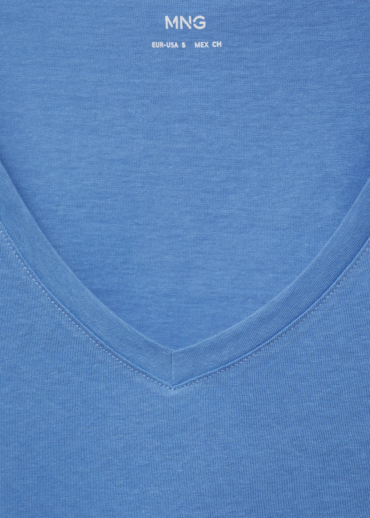 V-neck cotton T-shirt — Blue