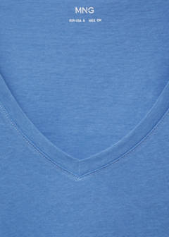 V-neck cotton T-shirt — Blue 6