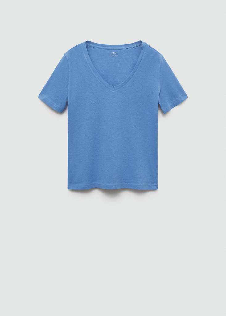V-neck cotton T-shirt — Blue