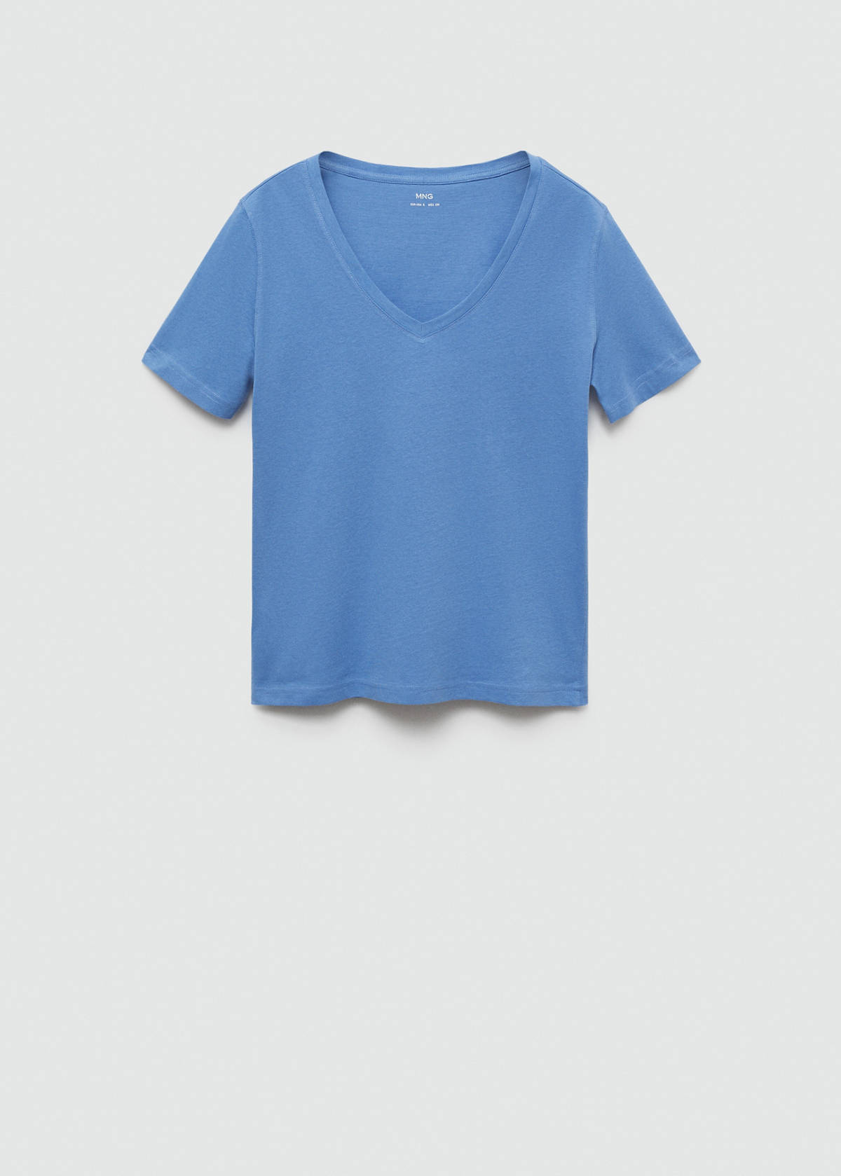 V-neck cotton T-shirt — Blue