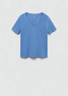 V-neck cotton T-shirt — Blue 5
