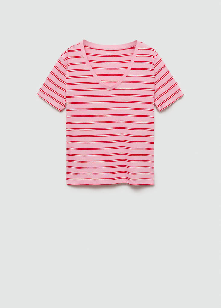 V-neck cotton T-shirt — Pink