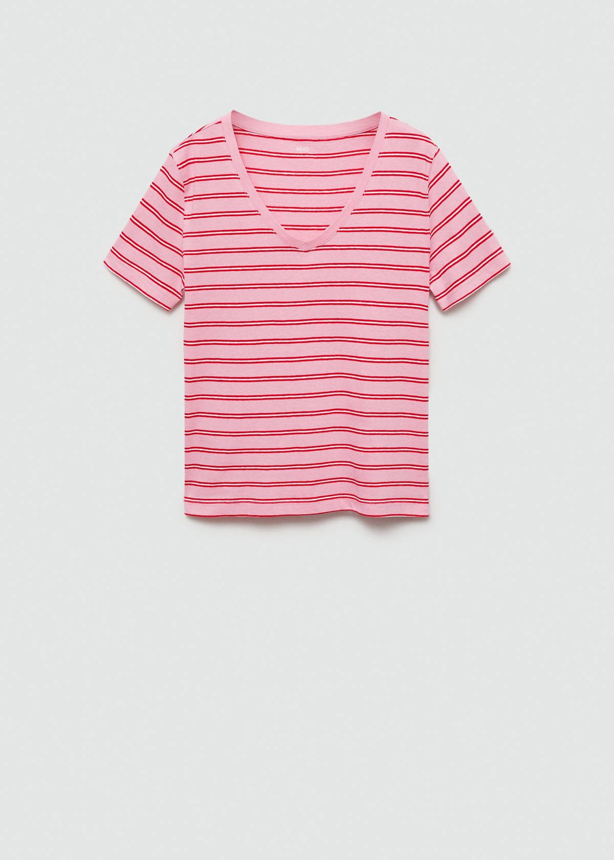 V-neck cotton T-shirt — Pink