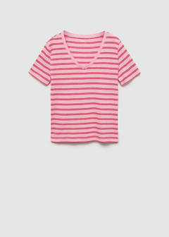 V-neck cotton T-shirt — Pink 5