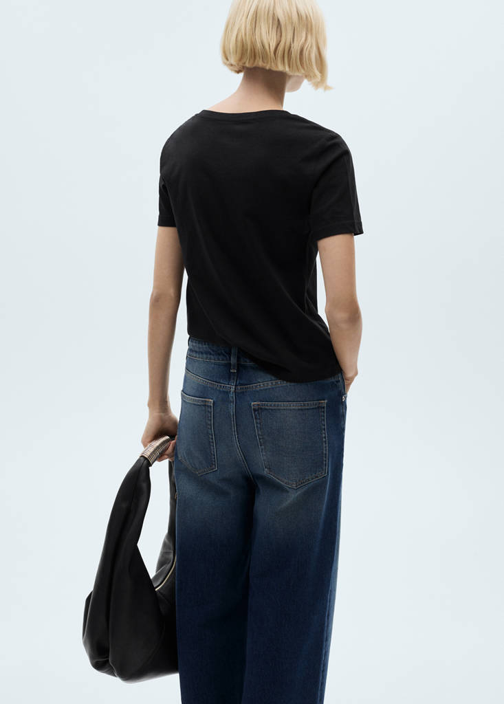 V-neck cotton T-shirt — Black
