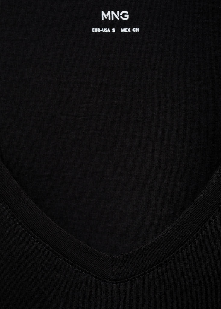 V-neck cotton T-shirt — Black