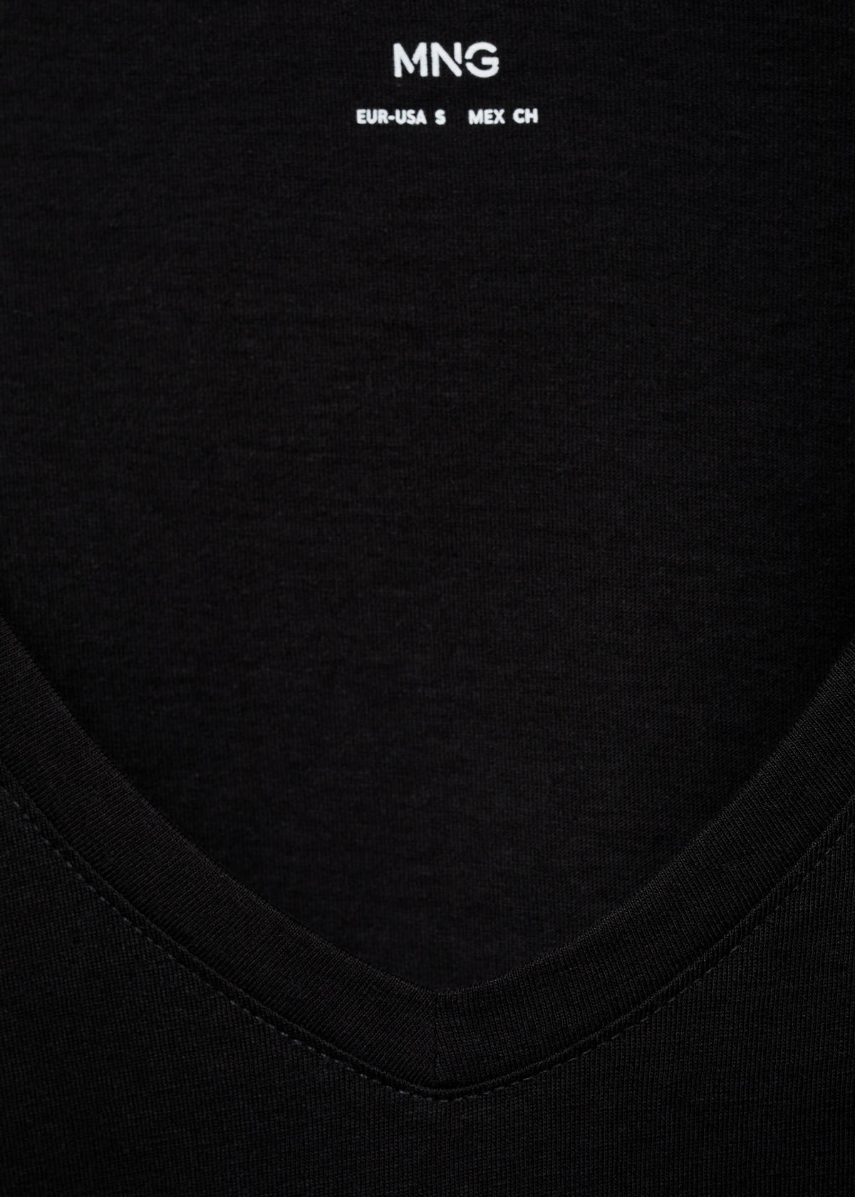 V-neck cotton T-shirt — Black