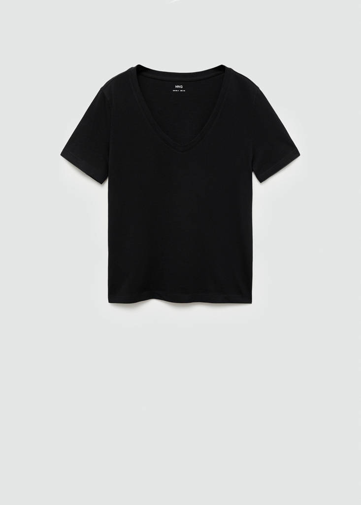 V-neck cotton T-shirt — Black