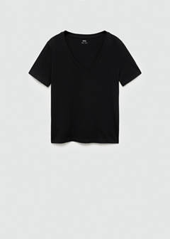V-neck cotton T-shirt — Black 8