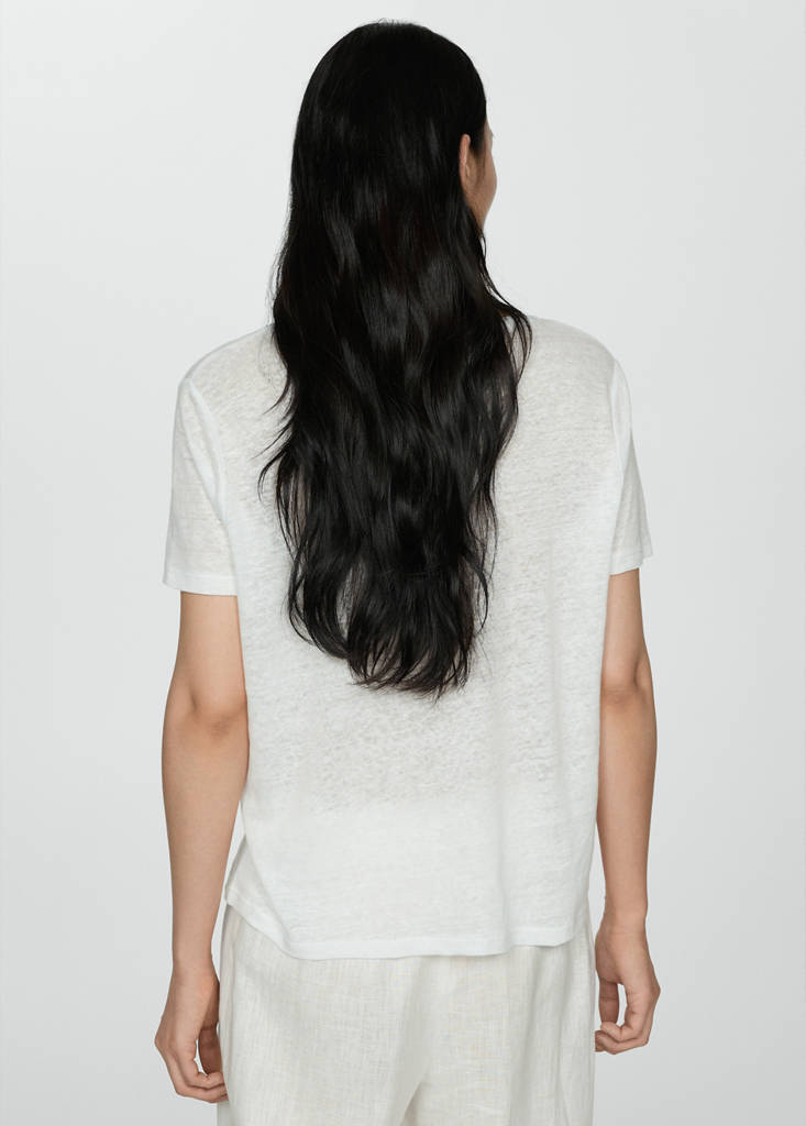 Short-sleeved linen t-shirt — White