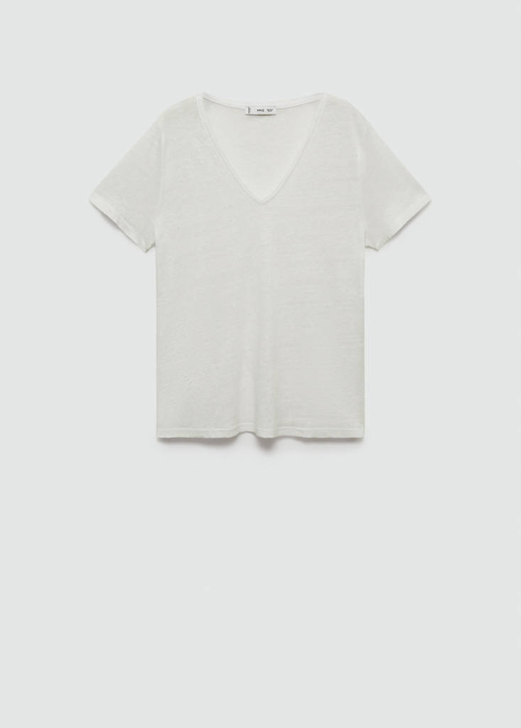 Short-sleeved linen t-shirt — White