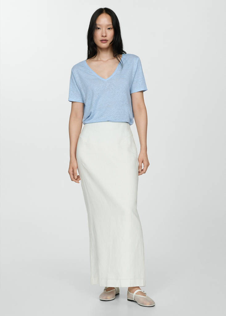 Short-sleeved linen t-shirt — Sky Blue
