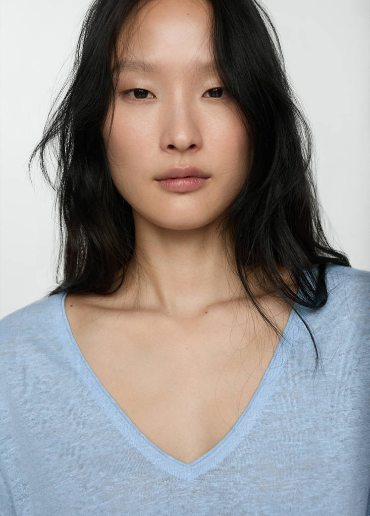 Short-sleeved linen t-shirt — Sky Blue