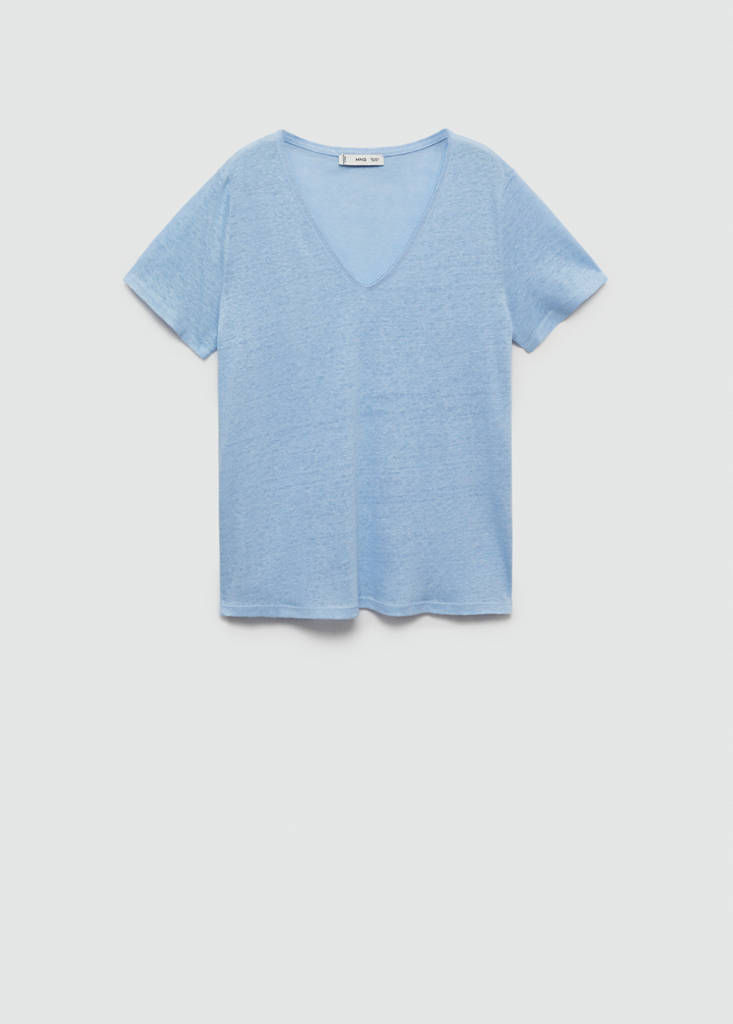 Short-sleeved linen t-shirt — Sky Blue