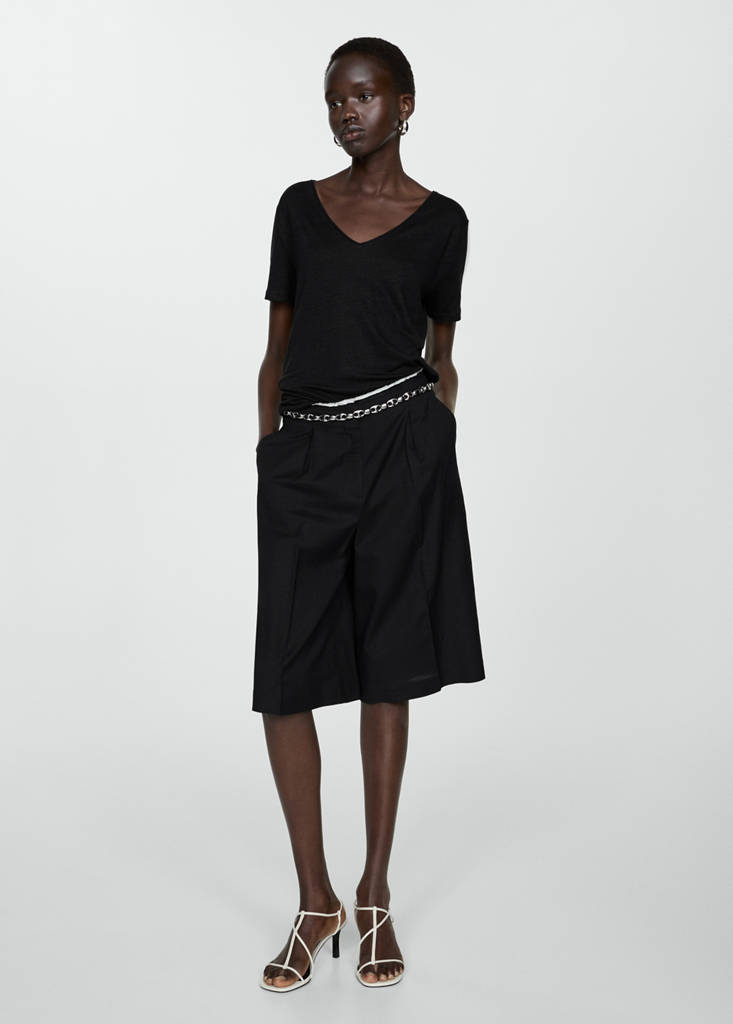 Short-sleeved linen t-shirt — Black