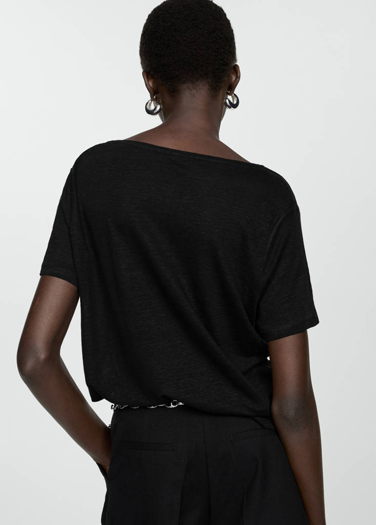 Short-sleeved linen t-shirt — Black