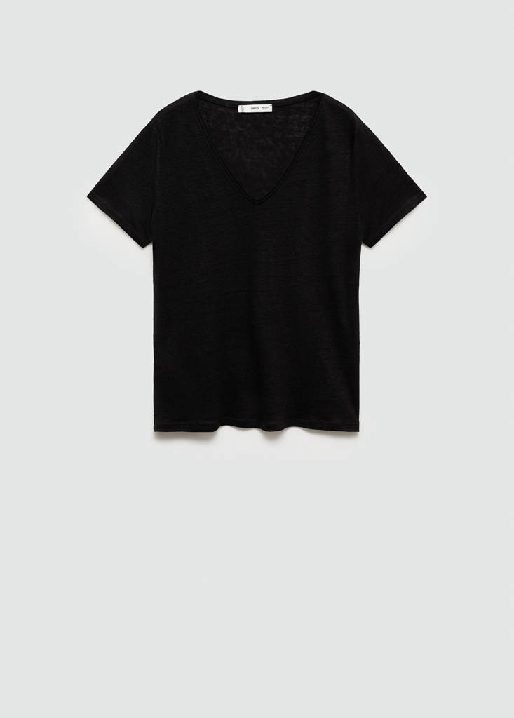 Short-sleeved linen t-shirt — Black