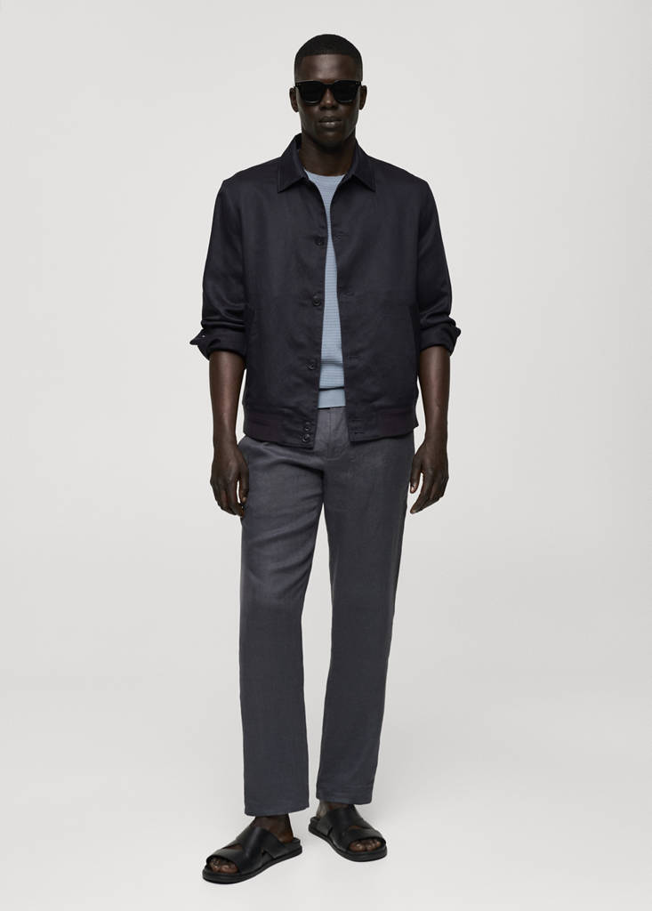 Tencel-linen blend overshirt — Charcoal