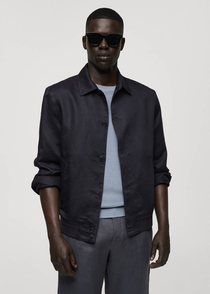 Tencel-linen blend overshirt — Charcoal