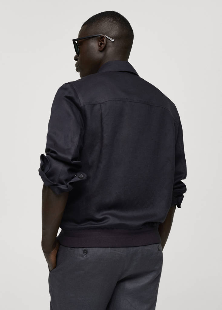 Tencel-linen blend overshirt — Charcoal