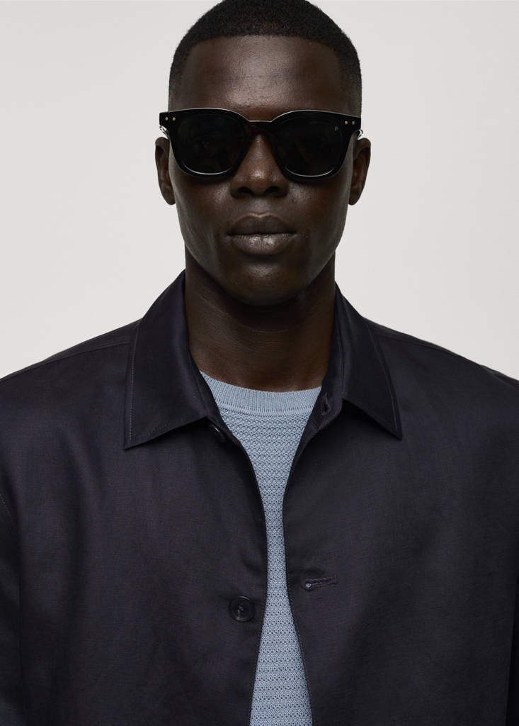 Tencel-linen blend overshirt — Charcoal