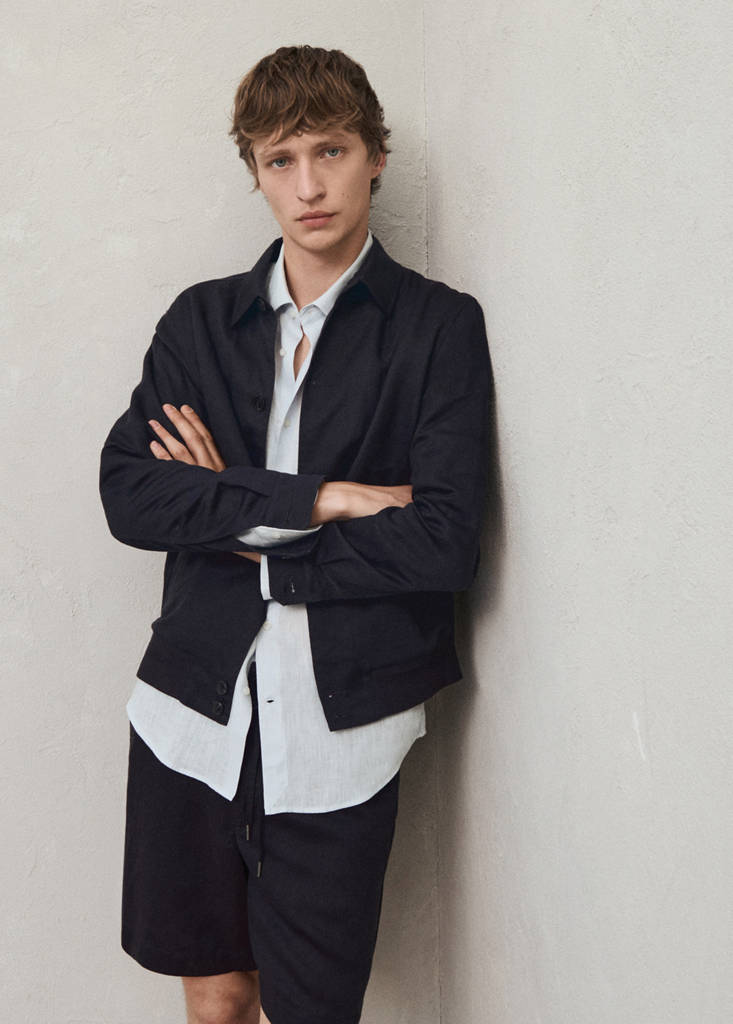 Tencel-linen blend overshirt — Charcoal