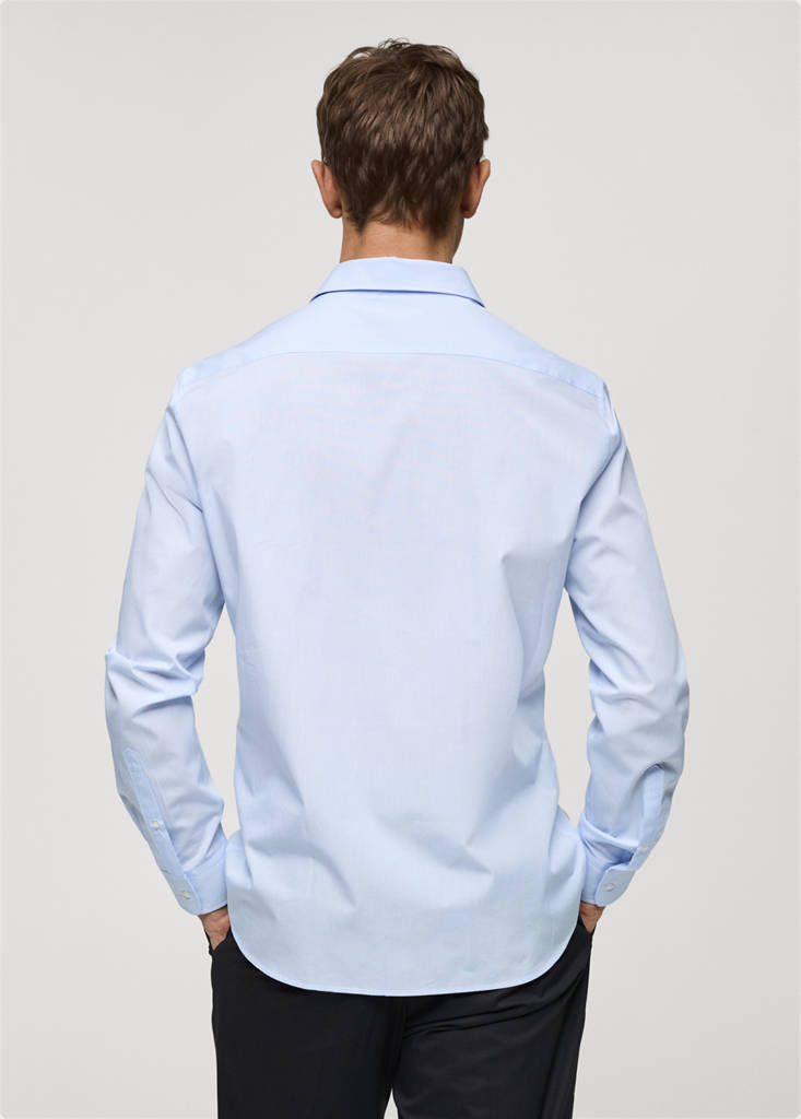 Regular-fit striped 100% cotton shirt — Sky Blue