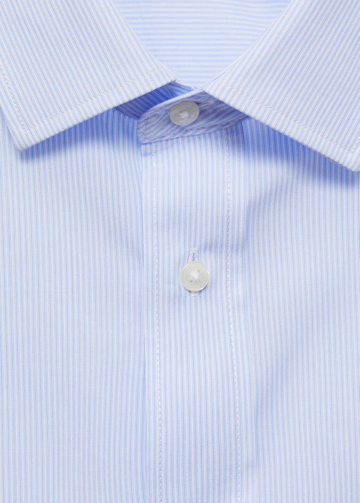 Regular-fit striped 100% cotton shirt — Sky Blue