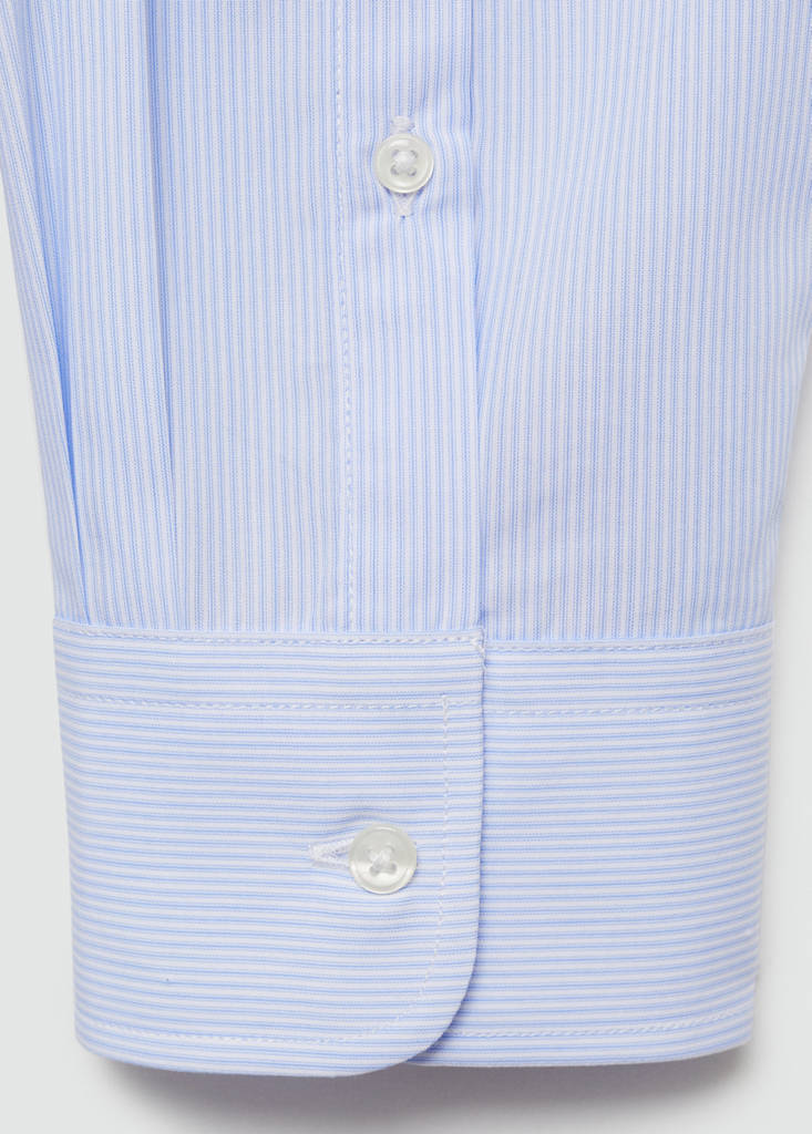 Regular-fit striped 100% cotton shirt — Sky Blue