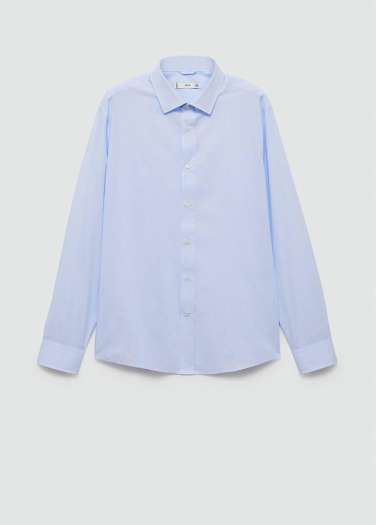 Regular-fit striped 100% cotton shirt — Sky Blue