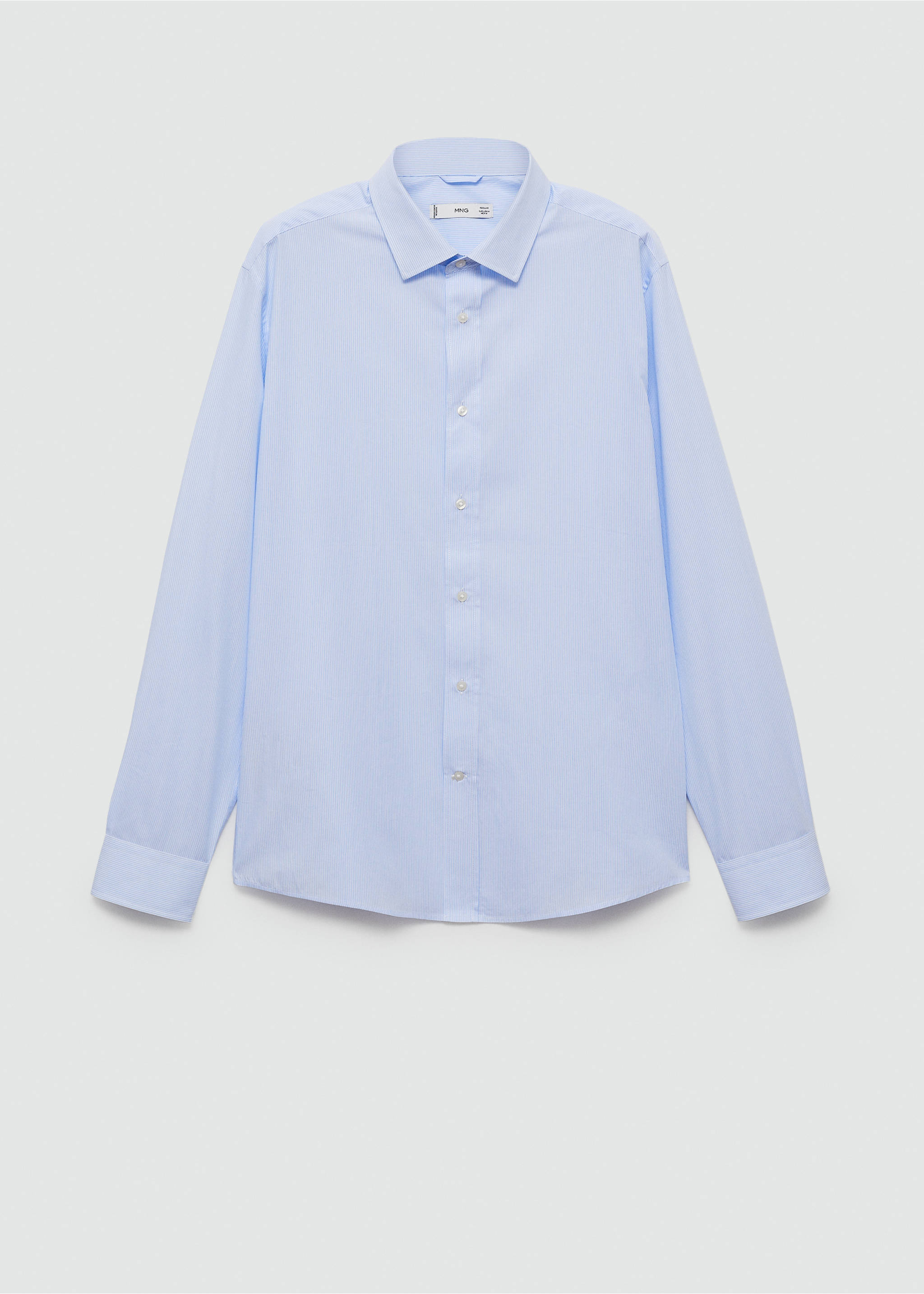 Regular-fit striped 100% cotton shirt - Article without model, Sky Blue. Ref: 77022537-00.