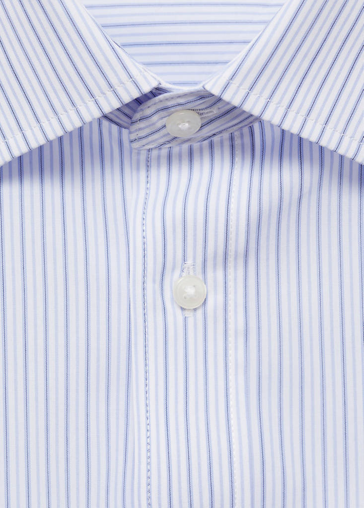 Regular-fit striped 100% cotton shirt — Blue