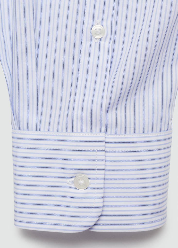 Regular-fit striped 100% cotton shirt — Blue