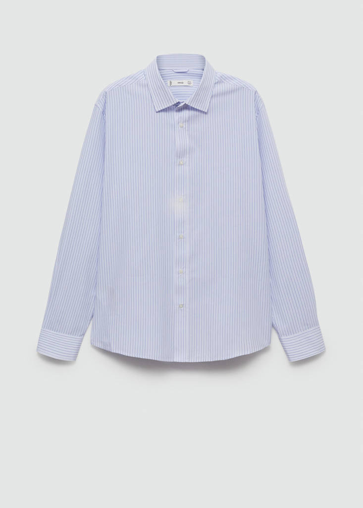 Regular-fit striped 100% cotton shirt — Blue